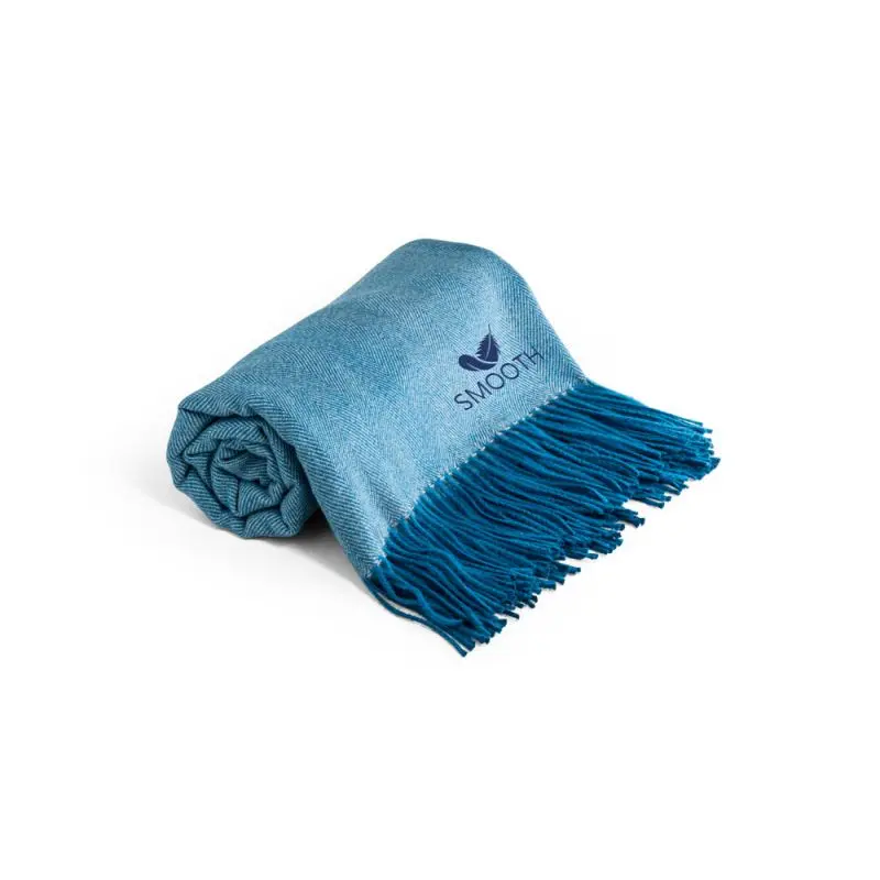 SMOOTH Decke aus 100% Acryl mit Band für Personalisierungskarte (270 g/m²) - Weiche blaue Decke