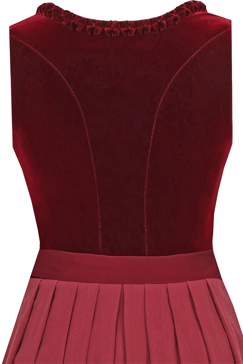 Midi-Samtdirndl mit eckigem Ausschnitt und Froschgoscherl