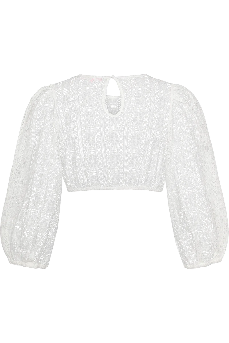 Dirndlbluse mit weitem Ärmel und Spitzenmuster