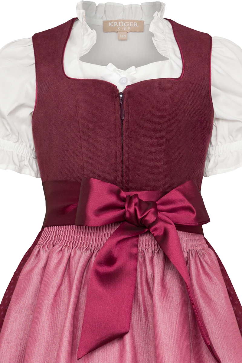 Kinderdirndl aus Samt mit herzförmigem Ausschnitt