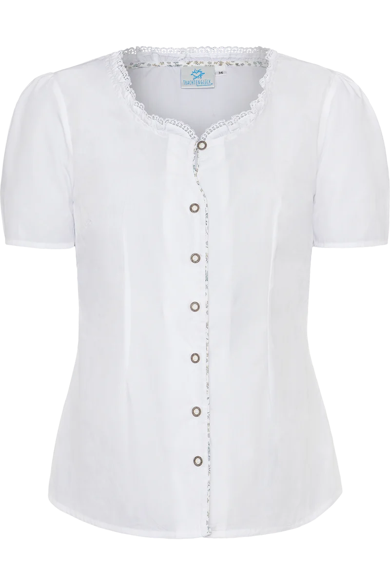 Damen Kurzarm-Bluse mit floralen Details