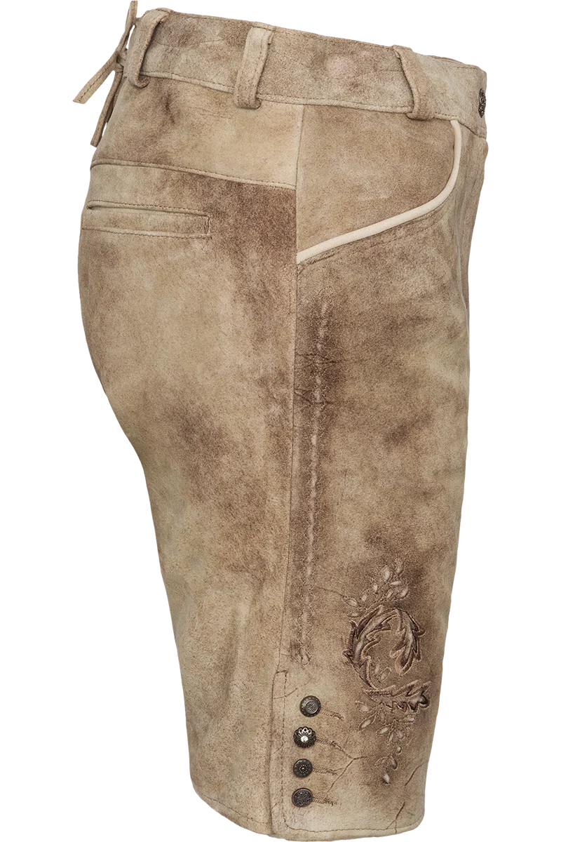 Kurze Damen-Lederhose mit erhabener Stickerei