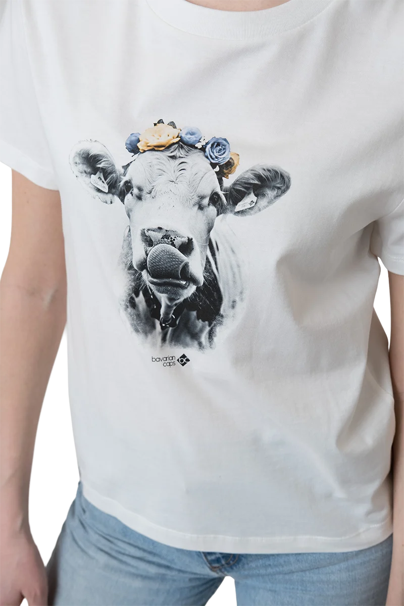 Damen Trachtenshirt mit Kuh-Print