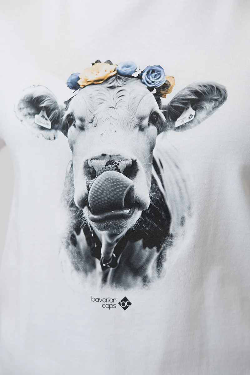 Damen Trachtenshirt mit Kuh-Print
