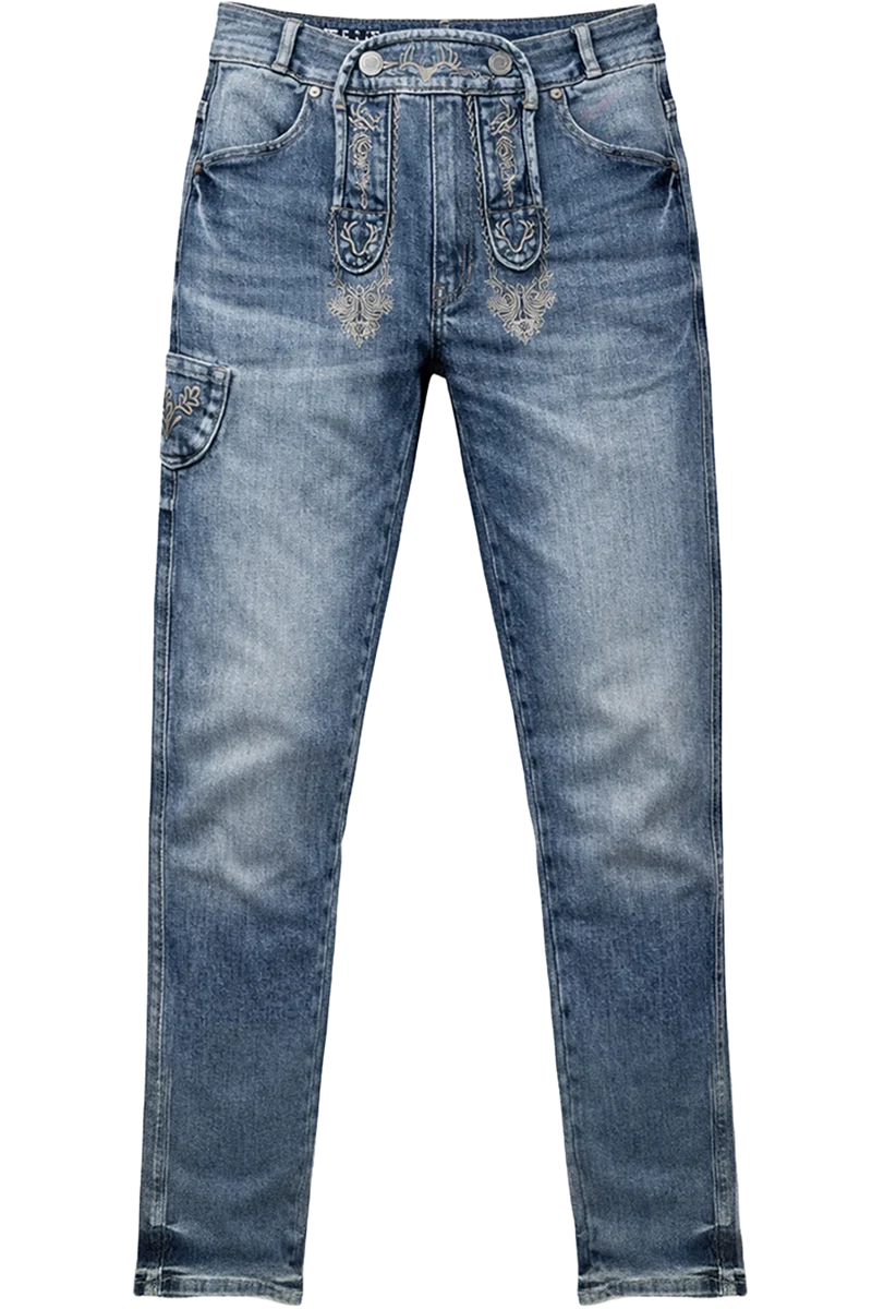 Herren Jeans im Lederhosen-Look