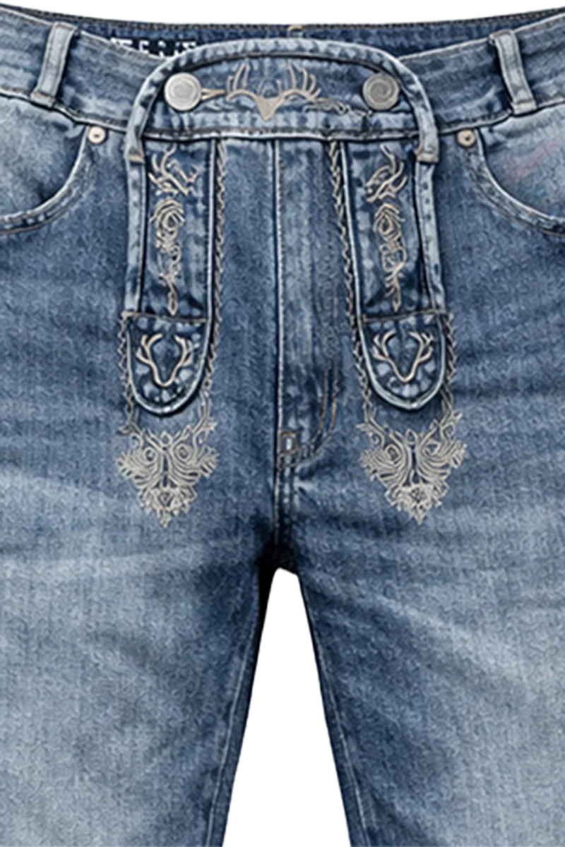 Herren Jeans im Lederhosen-Look