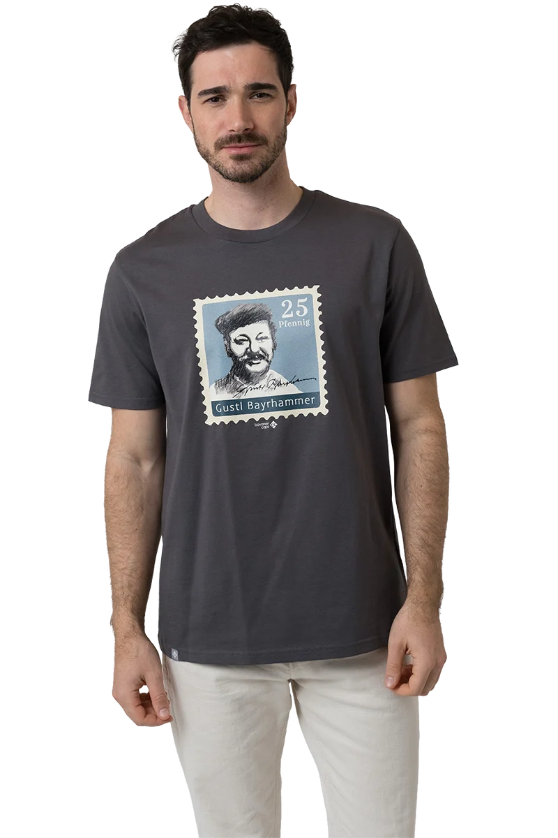 Herren Shirt mit Gustl Bayrhammer- Briefmarkenprint