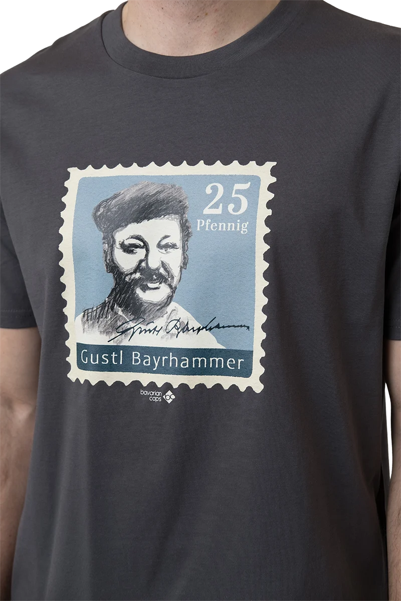 Herren Shirt mit Gustl Bayrhammer- Briefmarkenprint
