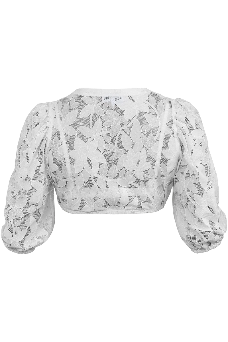 Dirndlbluse mit Spitze und weiten 3/4-Ärmel