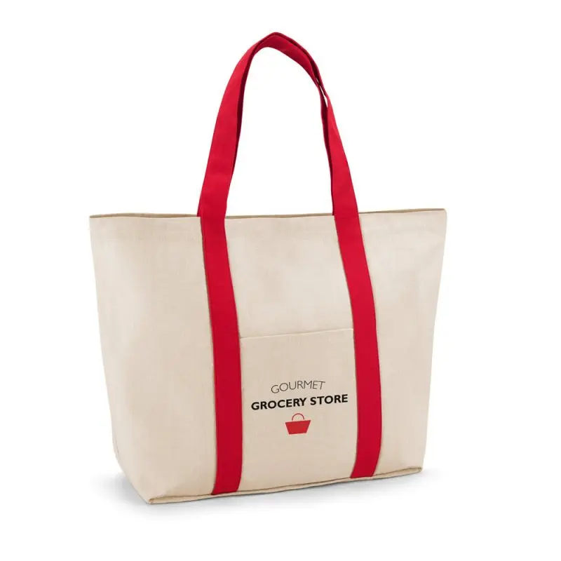 VILLE Rote Tragetasche aus 100% Canvas-Baumwolle mit Innentasche (280 g/m²), Robust & Stilvoll