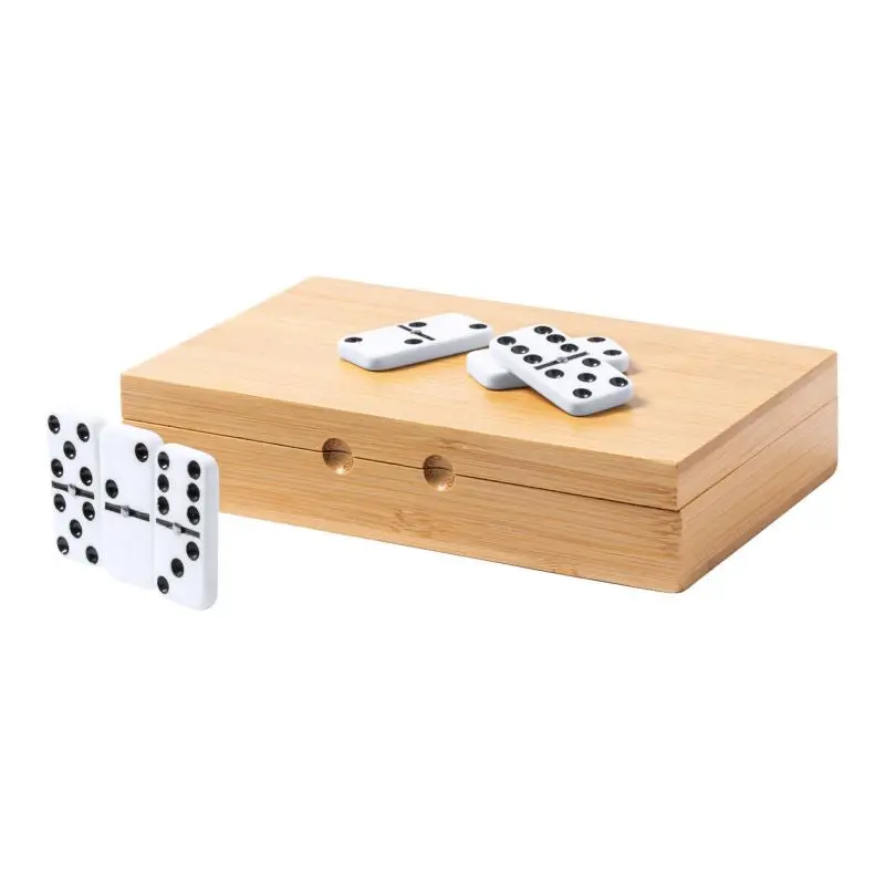 Landers Domino-Set in Naturholz - Klassisches Legespiel für strategischen Spielspaß