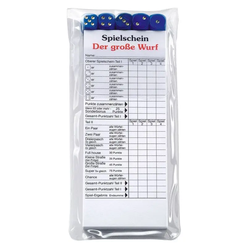 Der große Wurf Würfelspiel im blauen Etui - Spannend und unterhaltsam