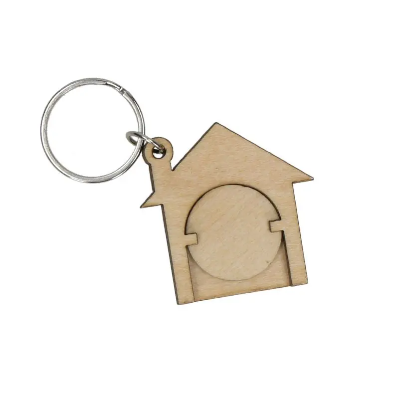 House Natur-Holzchip Schlüsselanhänger, Ökologisch & Einzigartig