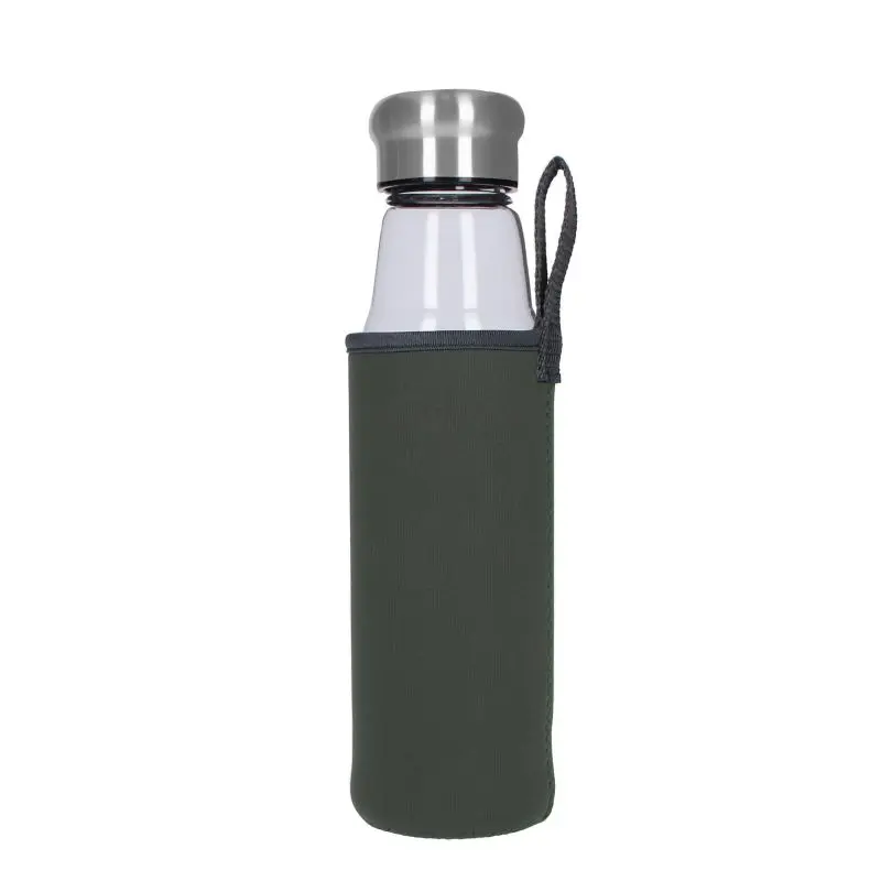 FLAVOUR Trinkflasche aus Glas 500 ml mit Schutzhülle - Grau