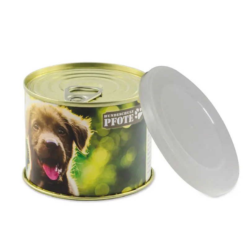 Hunde-Leckerli-Konserve mit individualisierbarer Papierbanderole – Ideal für Geschenke