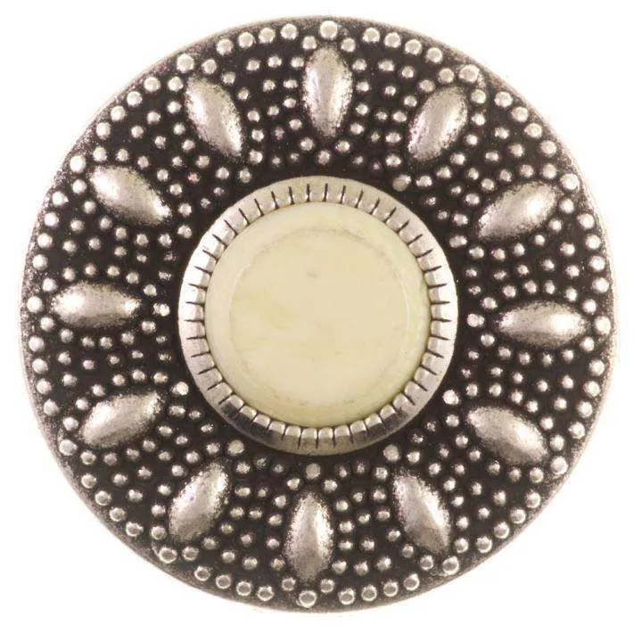 Metallknopf Wappenoptik Altsilber-Silber-Creme/Natur – MK-147