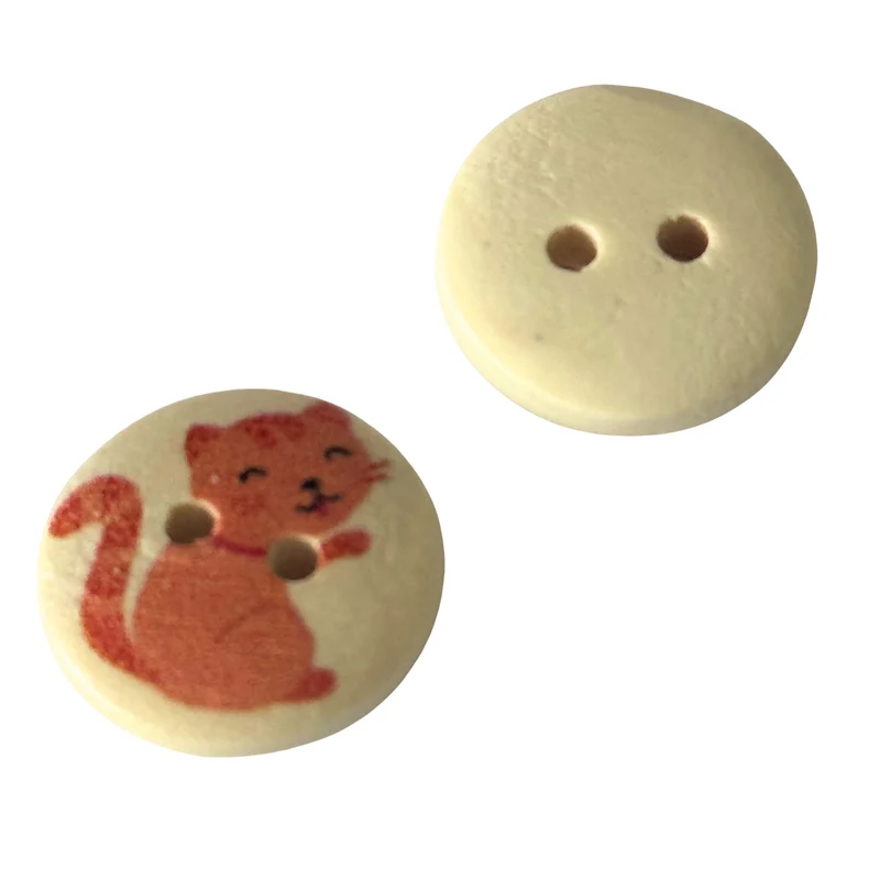 Kinderknopf Katze Rot 15 mm – Holzknopf KK-77-1