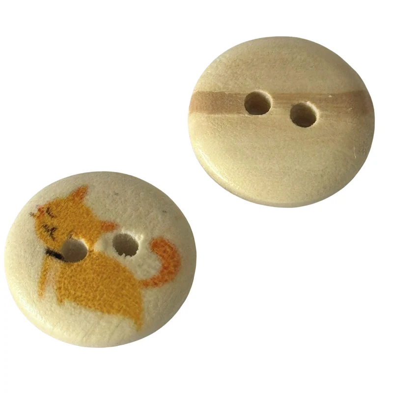 Kinderknopf Katze Gelb 15 mm – Holzknopf KK-77-2