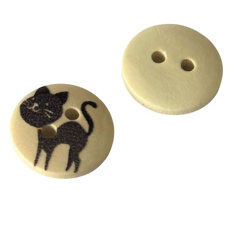 Kinderknopf Katze Schwarz 15 mm – Holzknopf KK-77-5