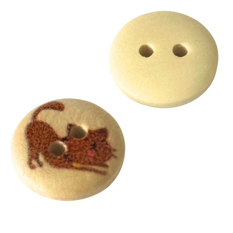 Kinderknopf Katze Braun 15 mm – Holzknopf KK-77-6