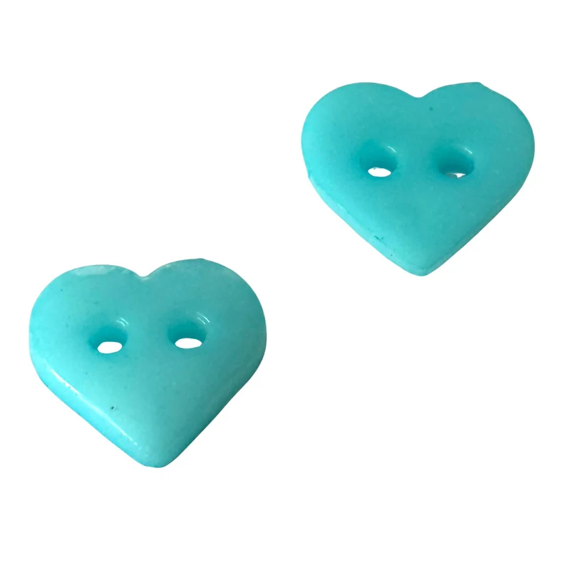 Kinderknopf Herz Türkis 10 mm – Kunststoffknopf KK-69-türkis