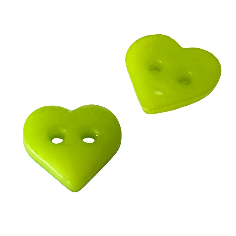 Kinderknopf Herz Grün 10 mm – Kunststoffknopf KK-69-grün