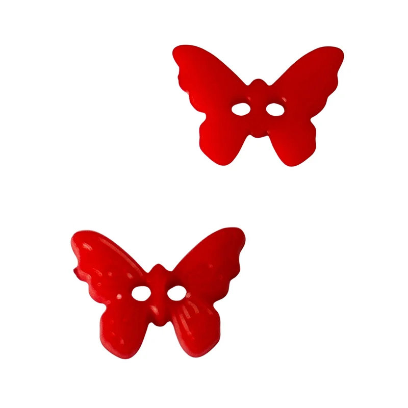 Kinderknopf Schmetterling Rot 15 mm – Kunststoffknopf KK-62-rot