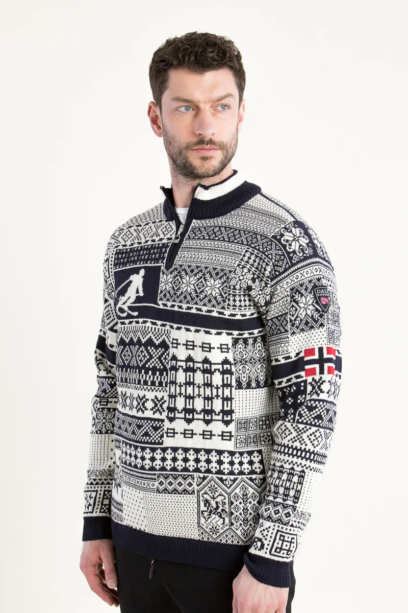 Dale of Norway Norwegerpulli History blau