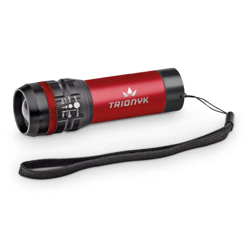 ZOOMIN Taschenlampe aus Aluminium mit Zoomfunktion und 3 Lichtmodi - Rot, vielseitig und leistungsstark
