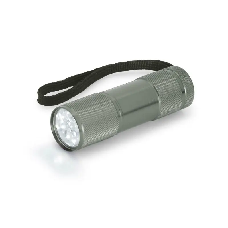 FLASHY Taschenlampe aus Aluminium mit 9 LEDs - Gewehrmetall, langlebig und leistungsstark