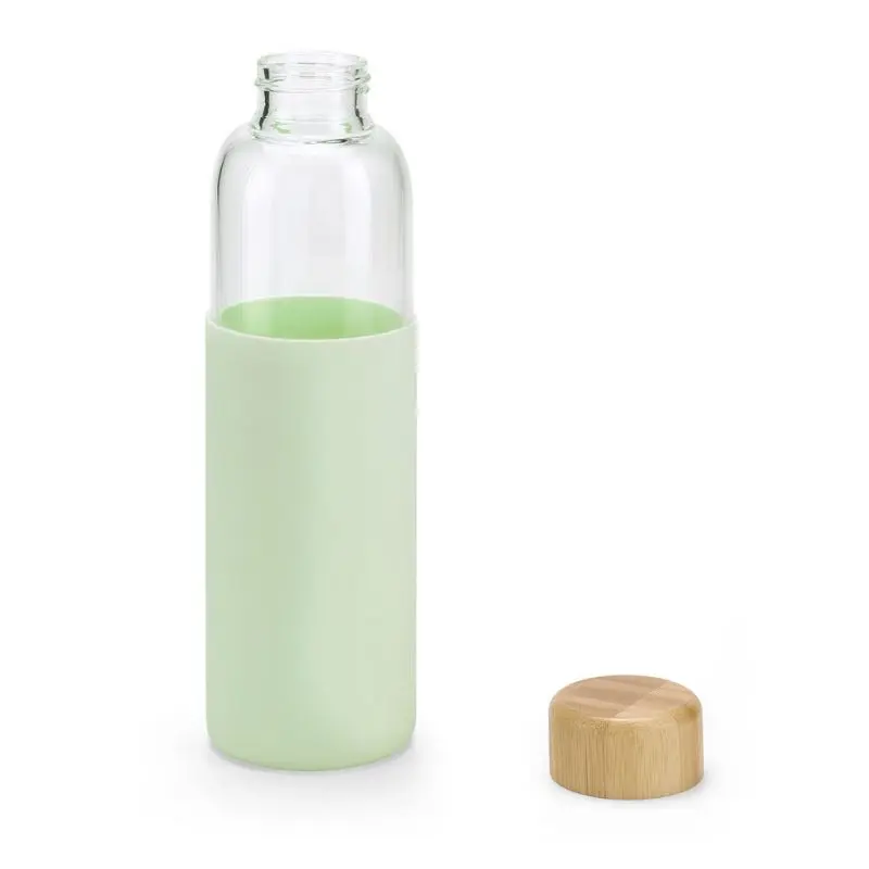 DAKAR Öko-Flasche aus Bambus & Borosilikatglas, 600ml - Mintgrün