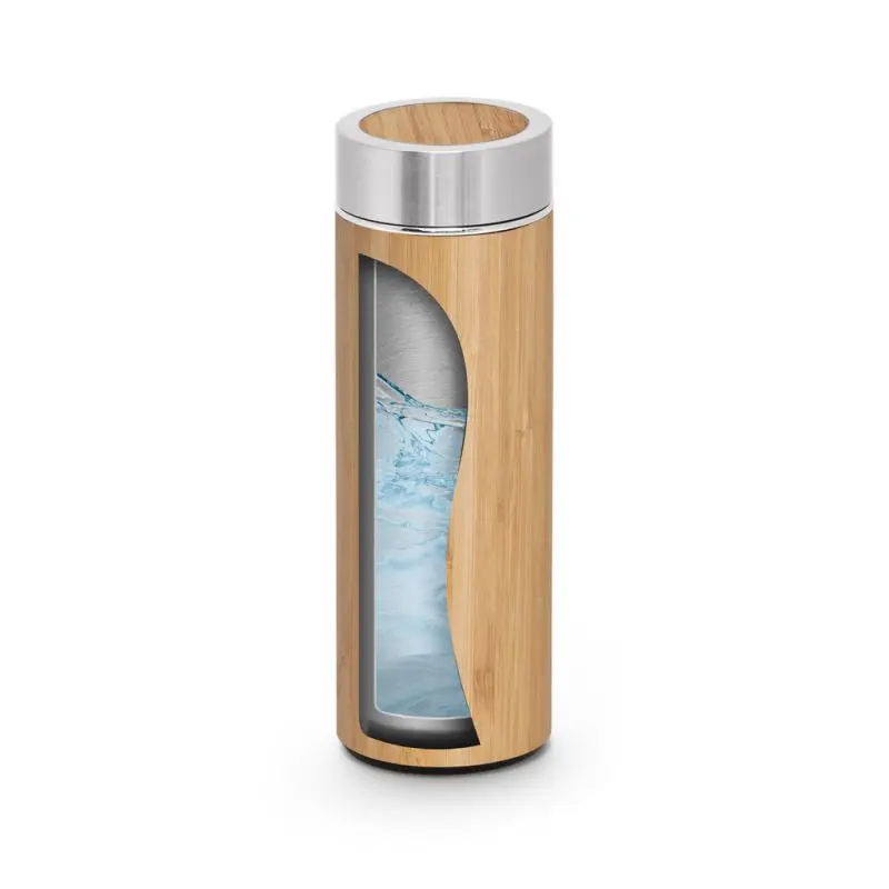 NATUREL Thermokanne aus Bambus und Edelstahl 430 ml - Natur - Umweltfreundliche Isolierflasche