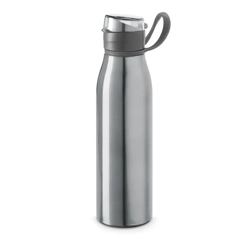 KORVER Aluminium Sportflasche, 650ml - Elegantes Satinsilber