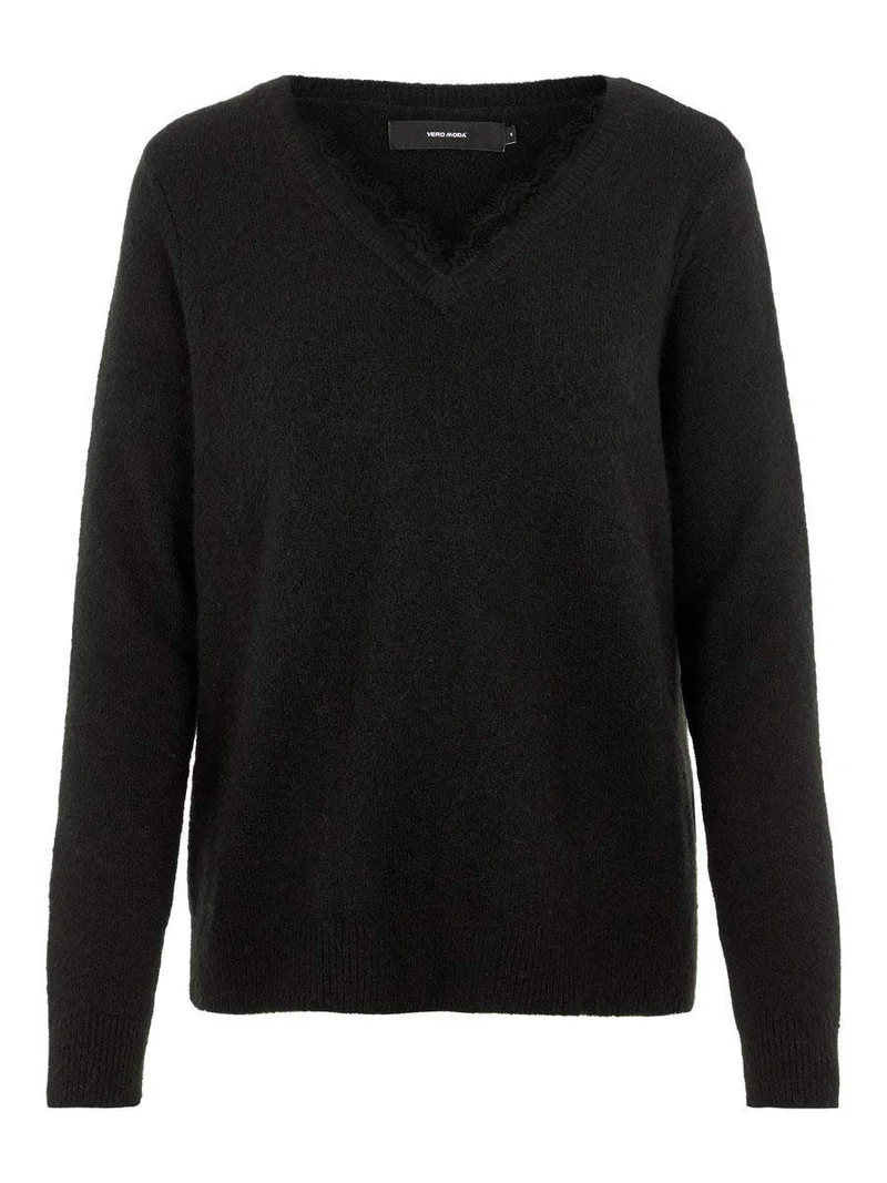 Vero Moda V-Kragen Pullover schwarz