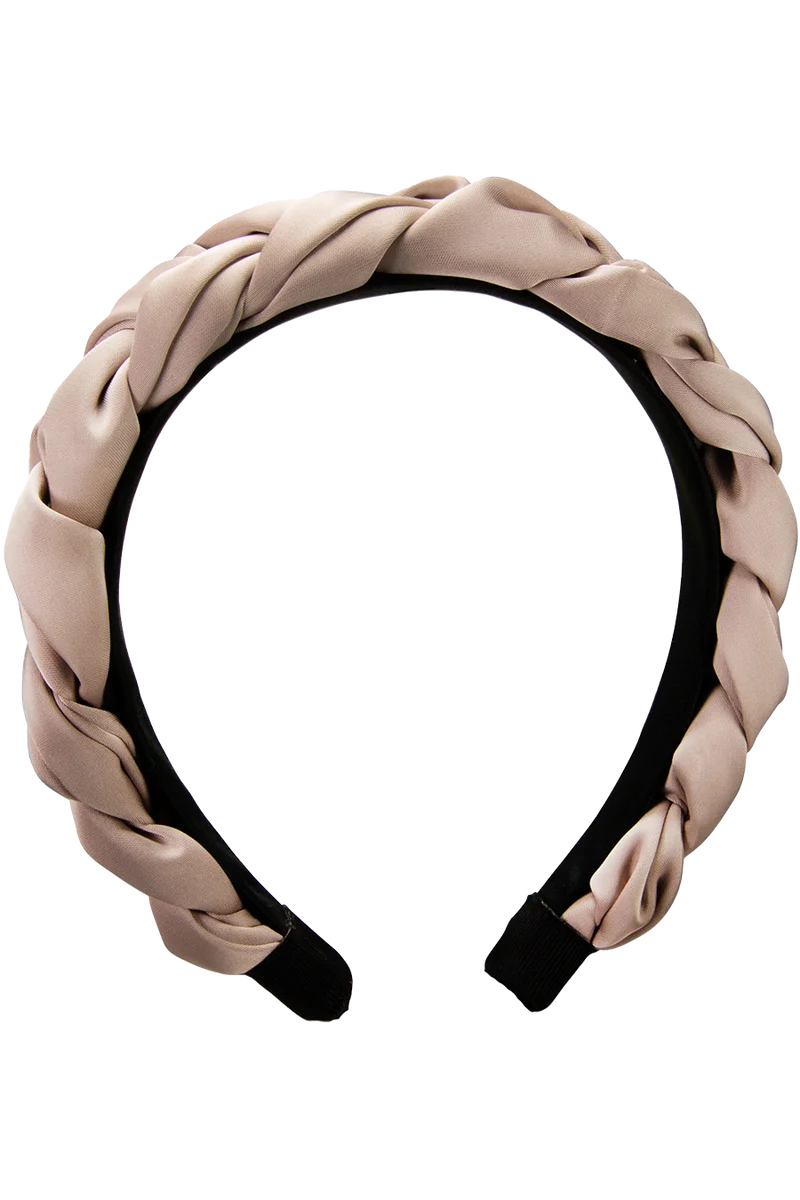 Satin-Haarreif geflochten - grau