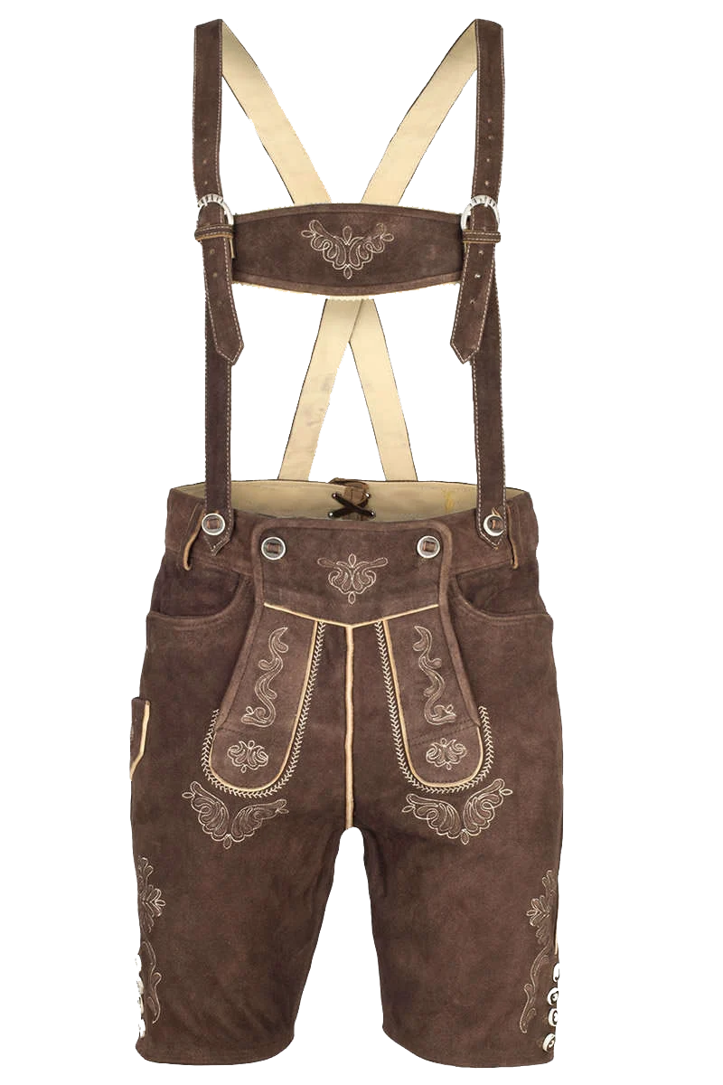 Lederhosenset kurz mit Träger dunkelbraun