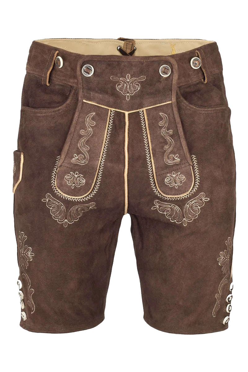 Lederhosenset kurz mit Träger dunkelbraun