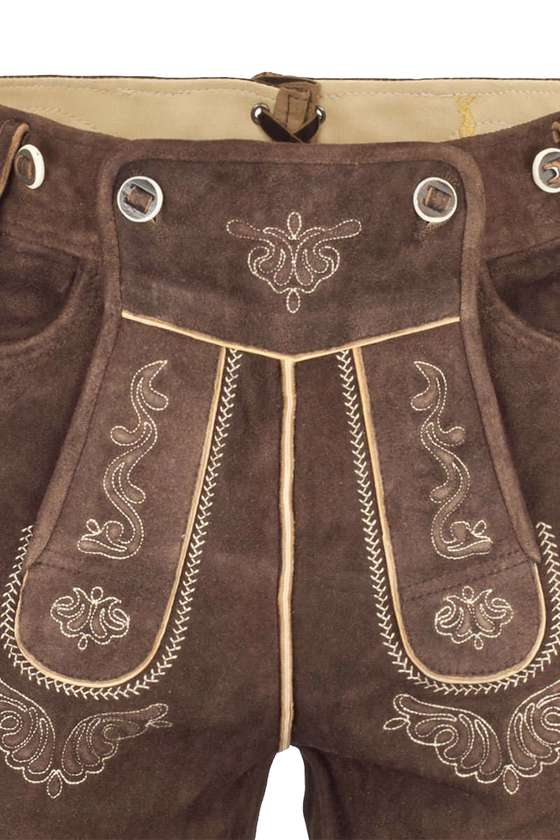 Lederhosenset kurz mit Träger dunkelbraun