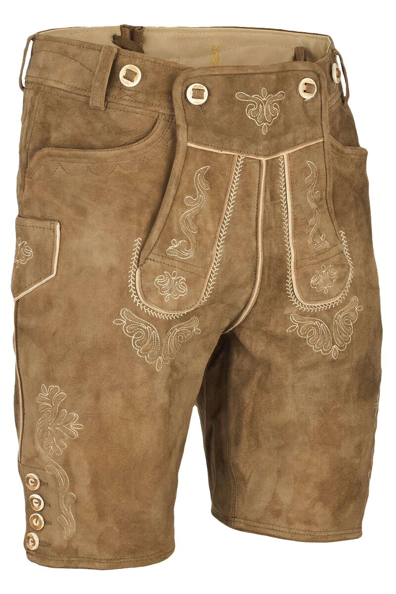 Lederhosenset kurz mit Träger hellbraun