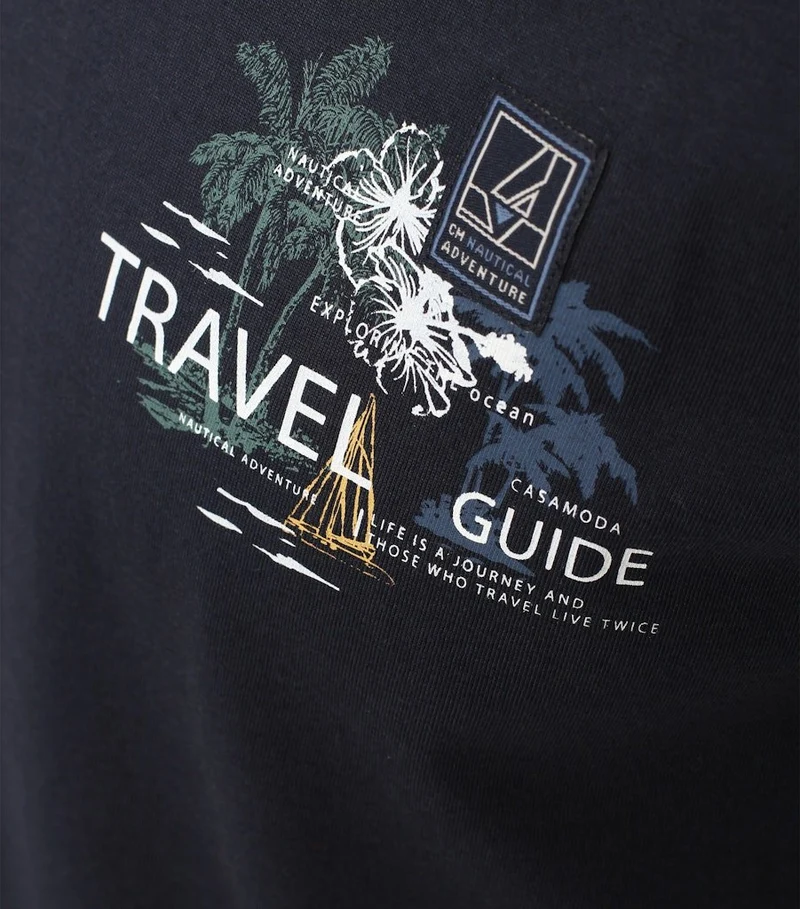 Casa Moda Rundhals T-Shirt Blau