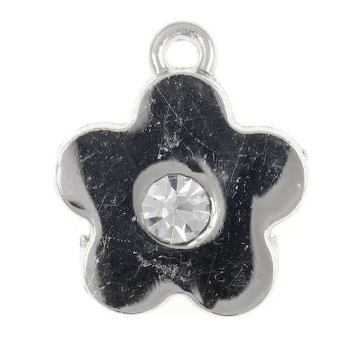 Anhänger Blümchen Strass Silberfarben – Metall AN-40