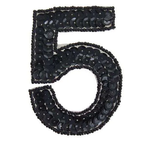 Applikation Zahl 5 Schwarz – Pailletten AM-63