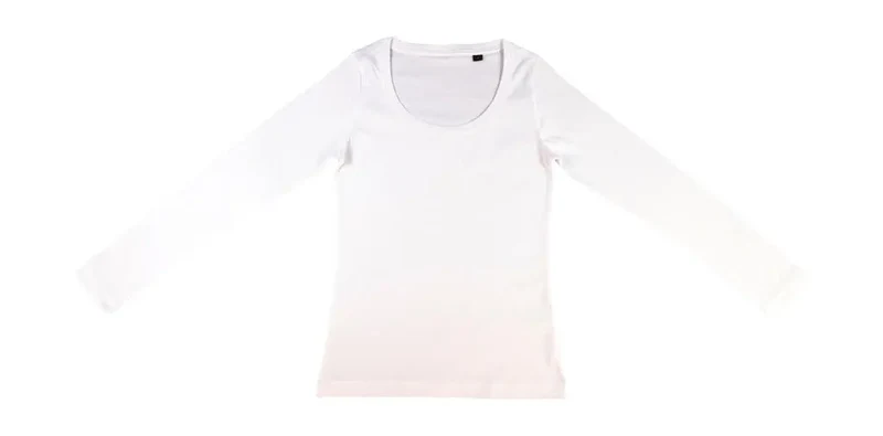 Sheila Damen Bio Langarmshirt mit tiefem Rundhalsausschnitt