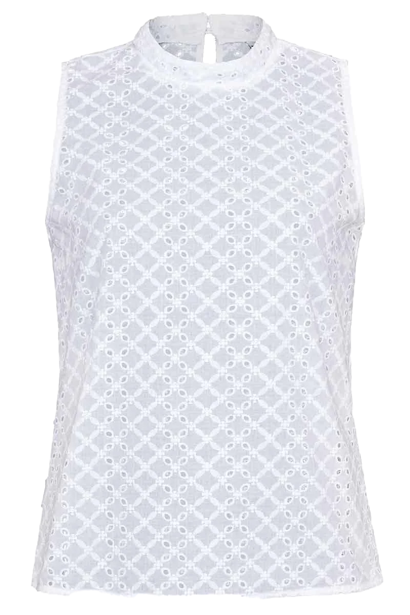 Damen Trachten Spitzenbluse hochgeschlossen ohne Ärmel