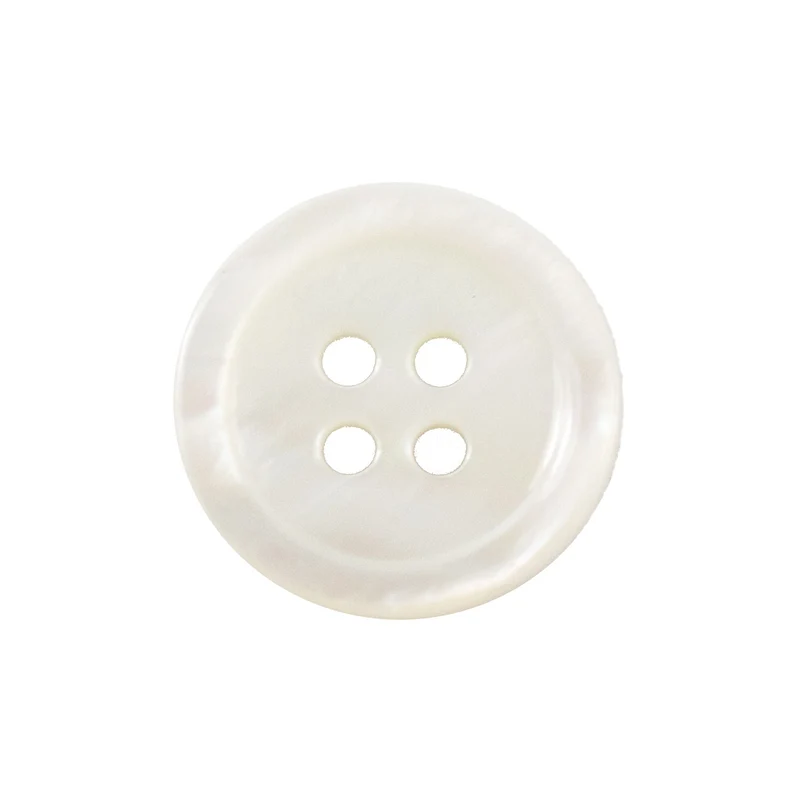 Hemdknopf aus Perlmutt Natur – Perlmuttknopf Natur Creme/Natur 4-Loch – PL-90-WEISS
