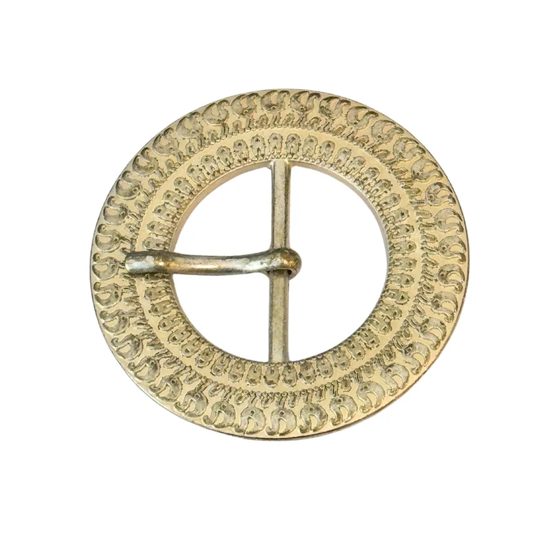 Runde Gürtelschnalle aus Metall mit Inka-Muster – Silber & Gold
