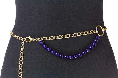 Gürtelkette Gold Blau – Metallkette AP-G