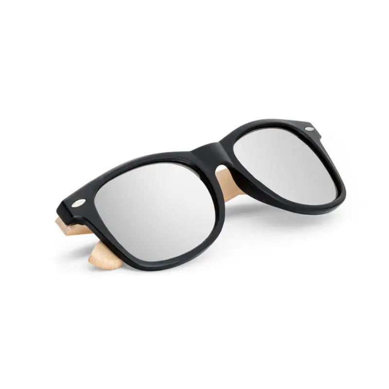 VARADERO Schwarze Sonnenbrille mit Bambusbügeln aus PP
