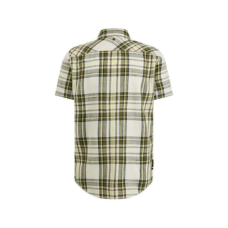 PME Short Sleeve Shirt Slub Check Ruby