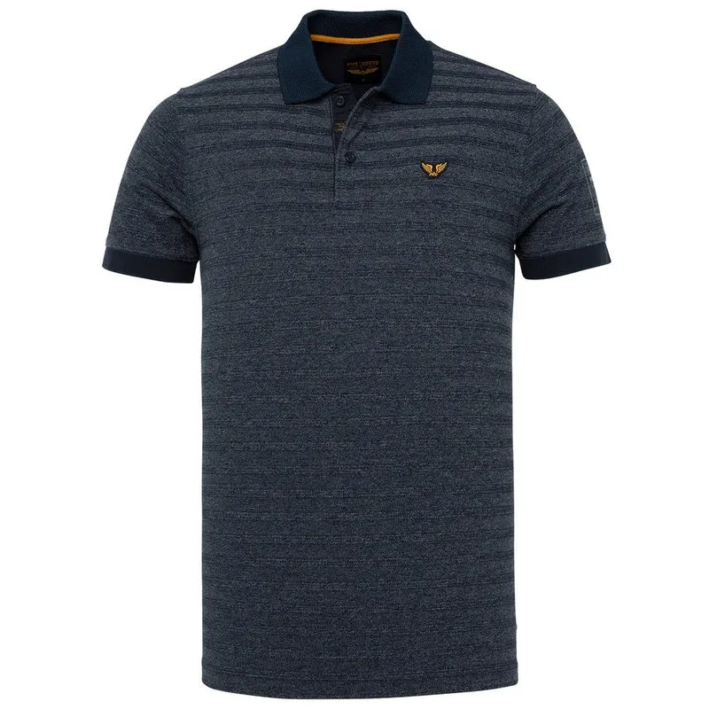 PME Legend Short sleeve polo jacquard pique Dunkelblau